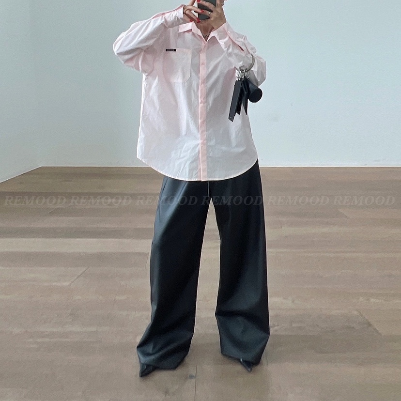 REMOOD韓國直郵東大門實拍女裝新款職業人氣真品休閑褲皮革FRENCH DOOR休閑褲