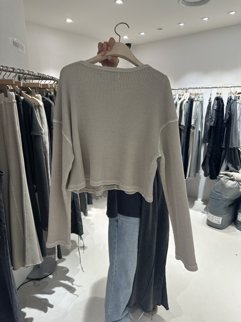 ROOMS SHOP直郵韓國代購女裝新品熱賣職業真品24春夏針織衫短款ROOMS_SHOP針織衫