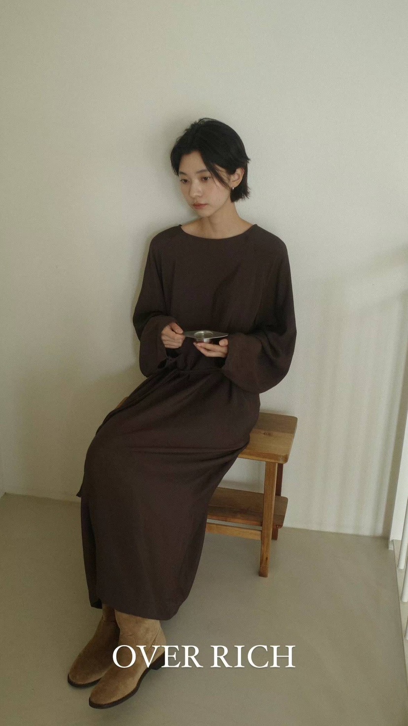 OVER RICH直郵韓國代購女裝新品休閑24春夏人氣職業連衣裙OVER RICH連衣裙