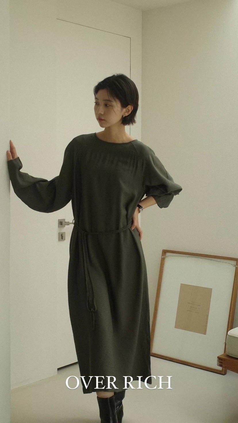 OVER RICH直郵韓國代購女裝新品休閑24春夏人氣職業連衣裙OVER RICH連衣裙