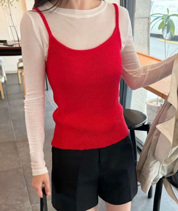 STAY HERE 直郵韓國代購女裝新品職業熱賣休閑人氣吊帶背心STAY HERE吊帶/背心