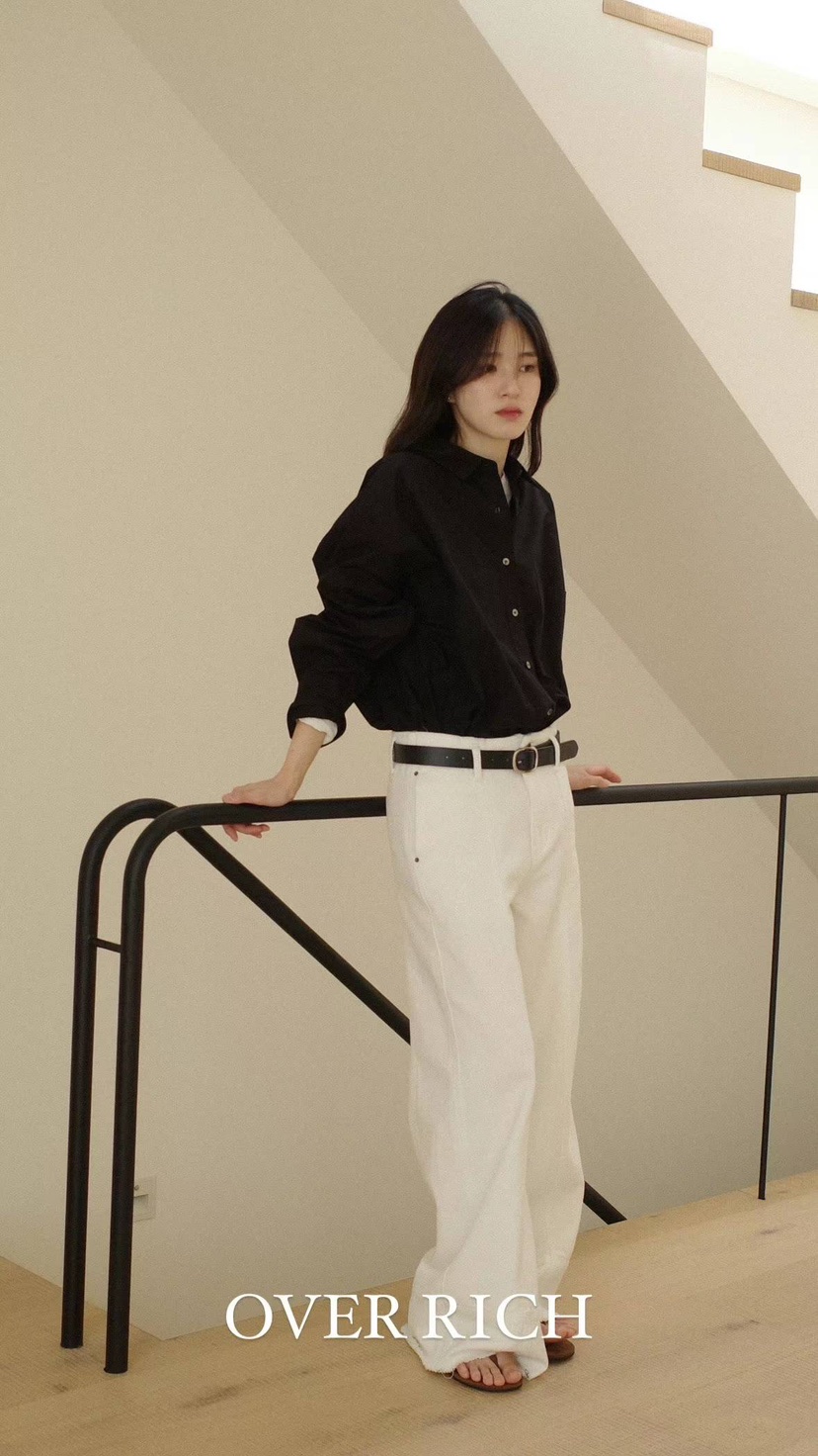 OVER RICH韓國直郵女裝新款24春夏推薦休閑人氣襯衫蕾絲衫OVER RICH襯衫/蕾絲衫