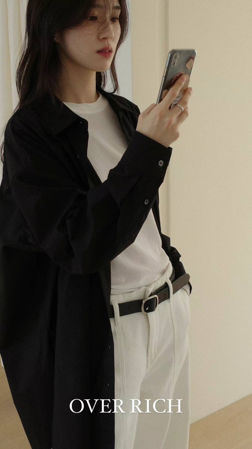 OVER RICH韓國直郵女裝新款24春夏推薦休閑人氣襯衫蕾絲衫OVER RICH襯衫/蕾絲衫