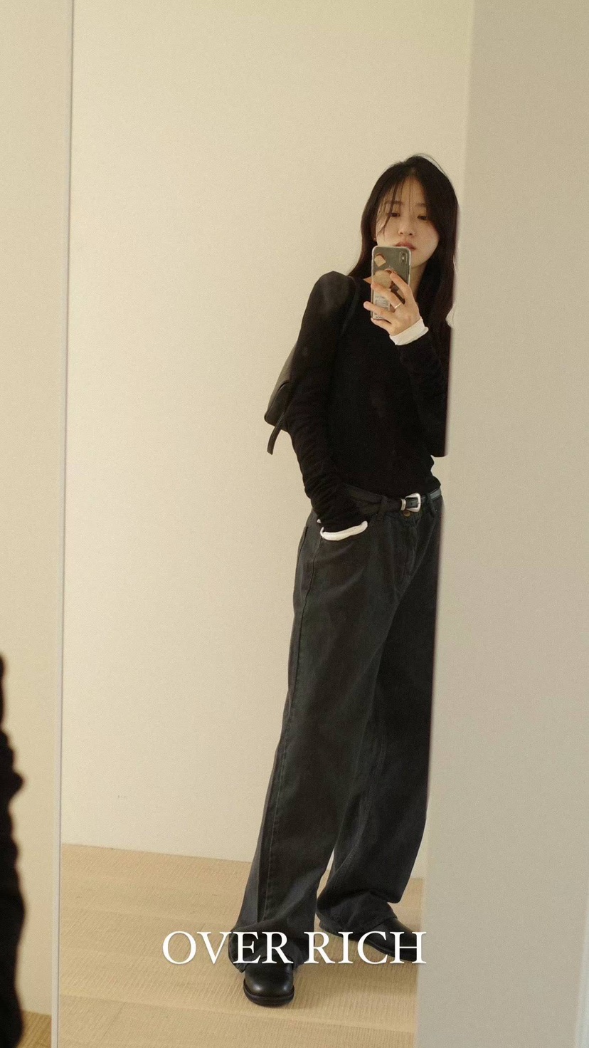 OVER RICH韓國直郵東大門實拍女裝新款推薦熱賣24春夏牛仔褲OVER RICH牛仔褲