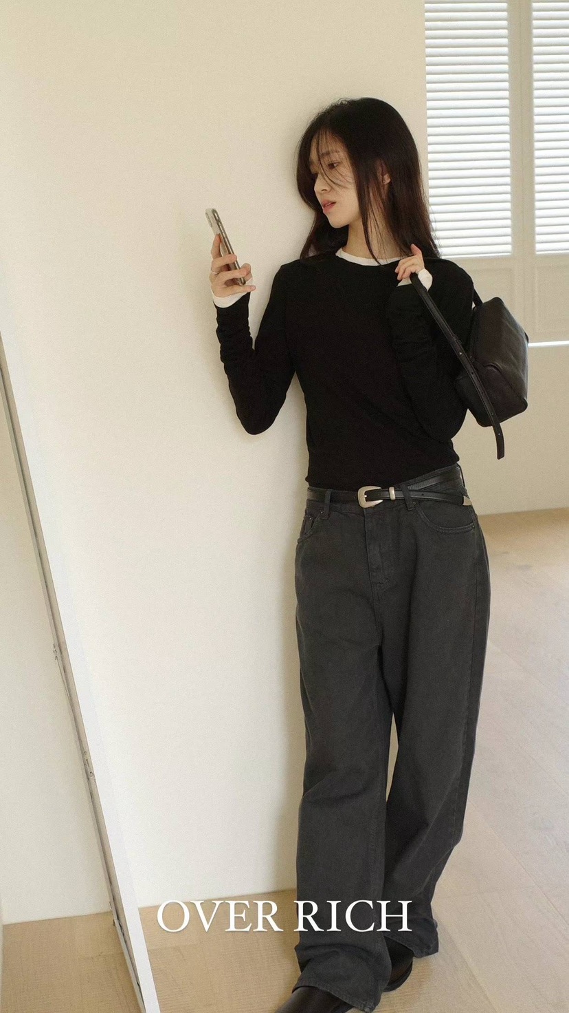 OVER RICH韓國直郵東大門實拍女裝新款推薦熱賣24春夏牛仔褲OVER RICH牛仔褲