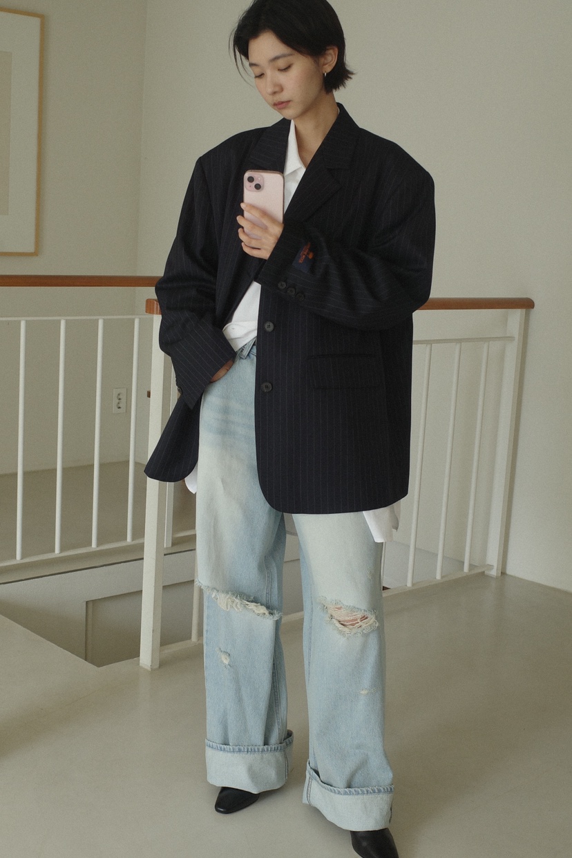 OVER RICH韓國直郵女裝新品職業休閑推薦24春夏人氣牛仔褲OVER RICH牛仔褲