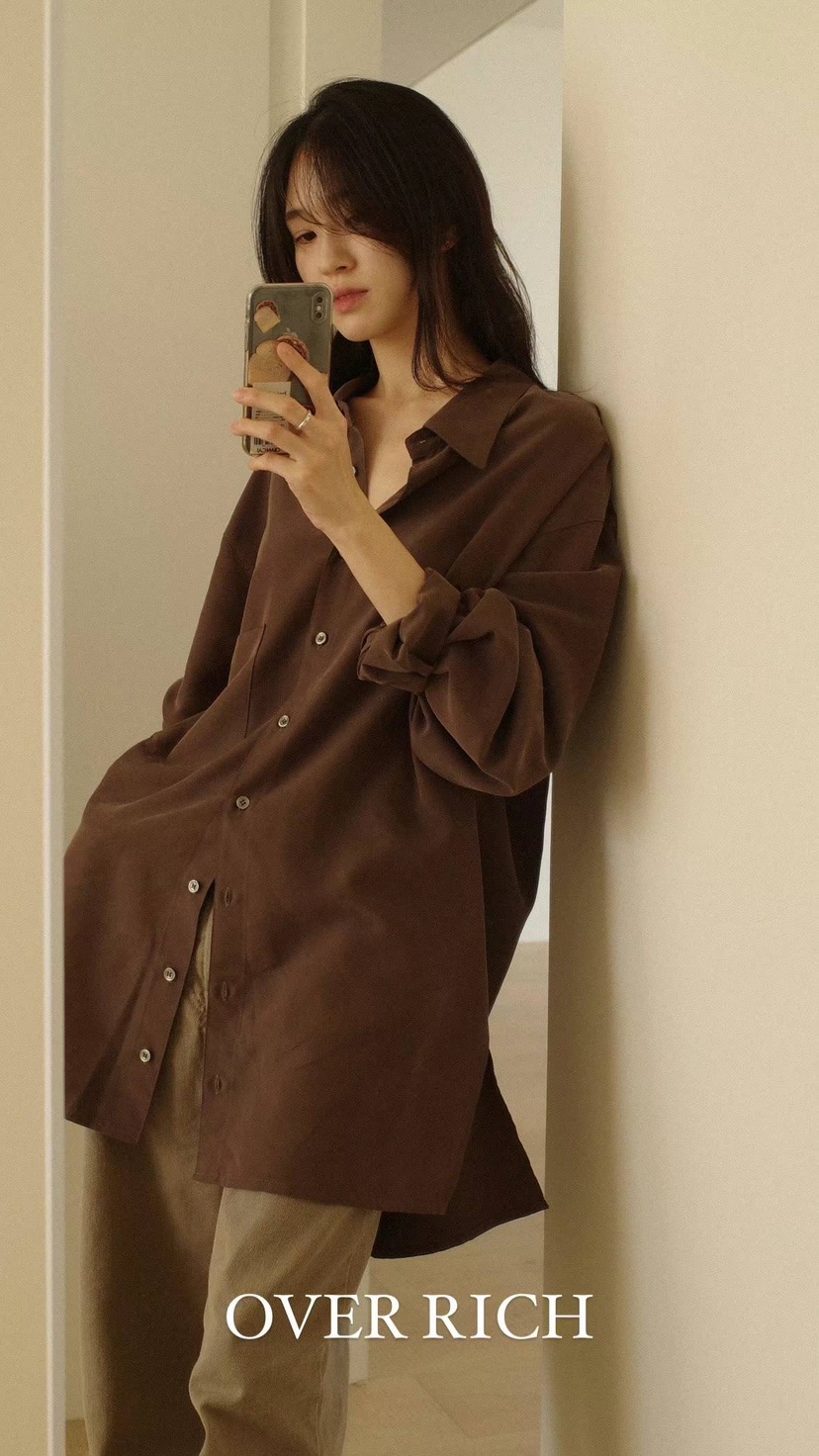 OVER RICH韓國直郵東大門代購女裝新品人氣襯衫蕾絲衫天絲OVER RICH襯衫/蕾絲衫