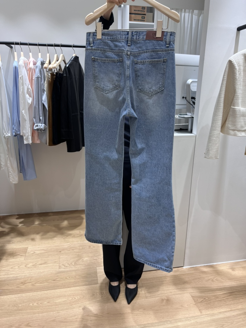 OFCOURSE韓國直郵東大門實拍女裝新款24春夏牛仔褲牛仔布OFCOURSE牛仔褲