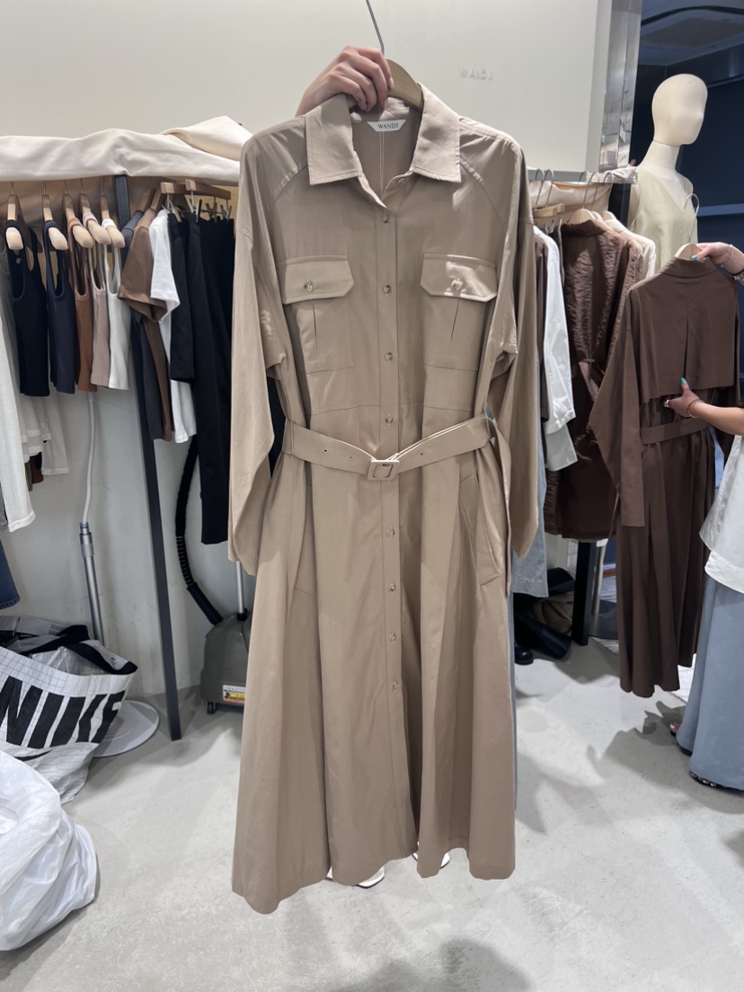 W AND J韓國直郵女裝新品24春夏休閑熱賣人氣連衣裙含腰帶W AND J連衣裙