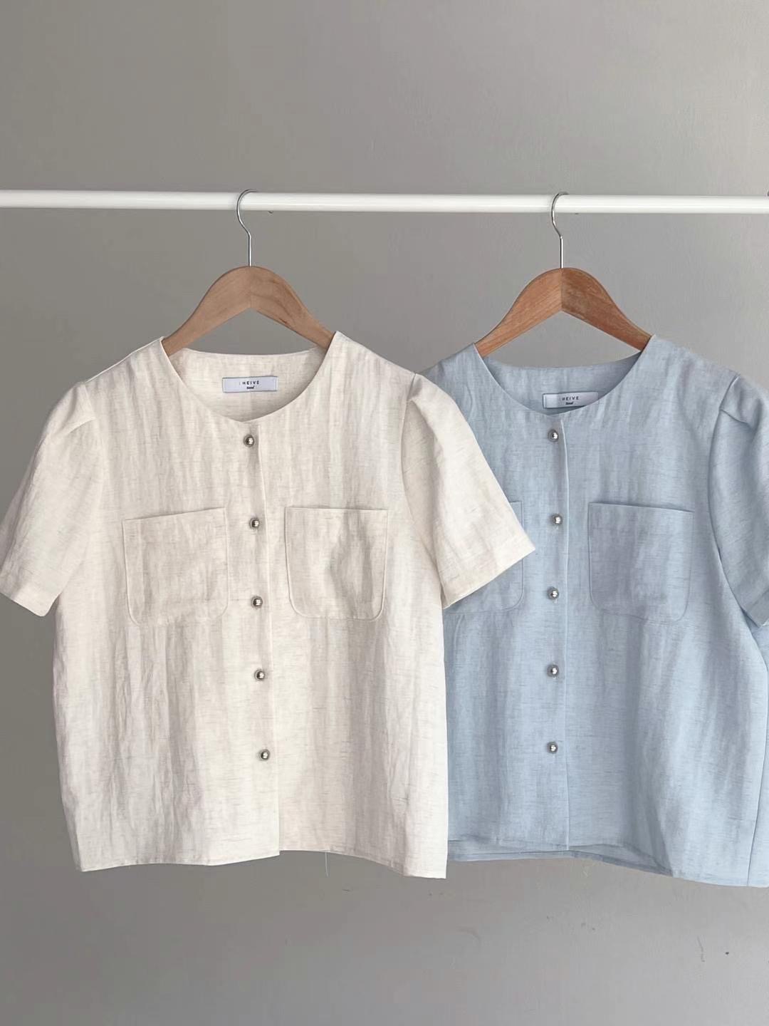 HEIVE韓國直郵東大門代購女裝新品熱賣休閑24春夏襯衫蕾絲衫HEIVE襯衫/蕾絲衫