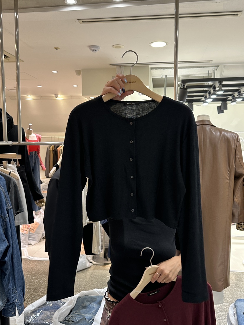 INSSENSE-A韓國直郵東大門代購女裝新款真品針織衫天絲短款羅紋INSSENSE-A針織衫圖色3