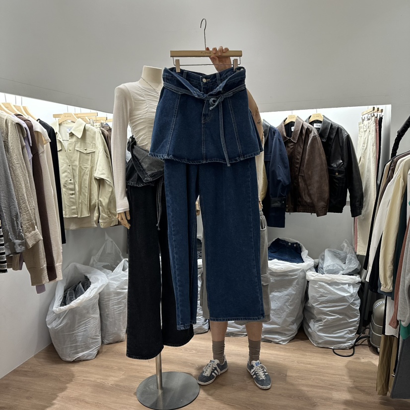 FLIPAR直郵韓國代購女裝新款真品熱賣推薦職業時尚套裝牛仔布ABLESTUDIO套裝圖色2