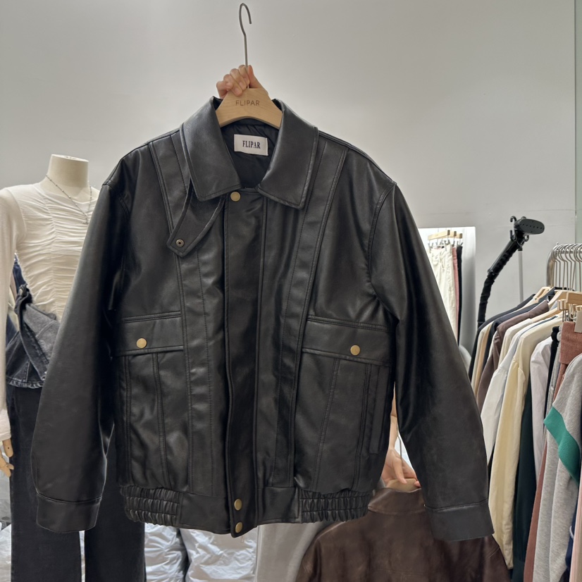 FLIPAR韓國直郵東大門實拍女裝新款24春夏時尚人氣真品皮衣ABLESTUDIO皮衣圖色1