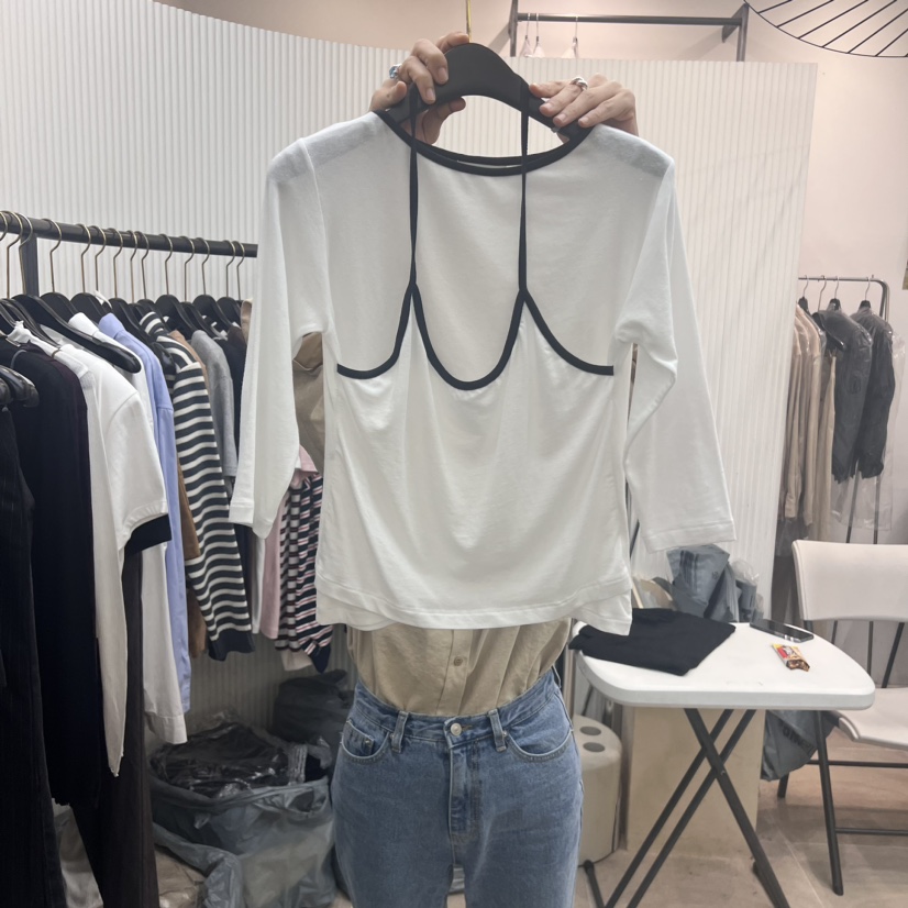 JICJO:SEOUL韓國直郵女裝新品人氣休閑熱賣推薦長袖T恤假兩件JICJO:SEOUL長袖T恤圖色2