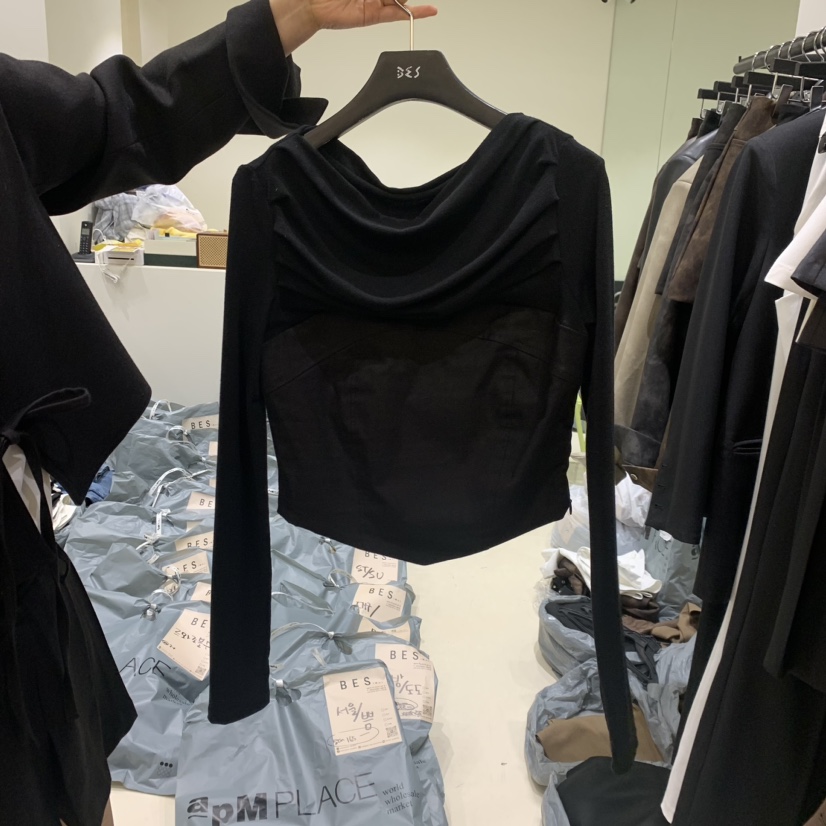 BES韓國直郵女裝新品職業時尚24春夏熱賣推薦人氣襯衫蕾絲衫BES襯衫/蕾絲衫圖色3
