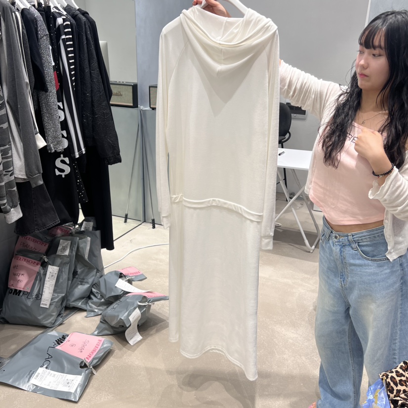RIBBON韓國直郵東大門實拍女裝新品人氣職業熱賣連衣裙連帽RIBBON連衣裙