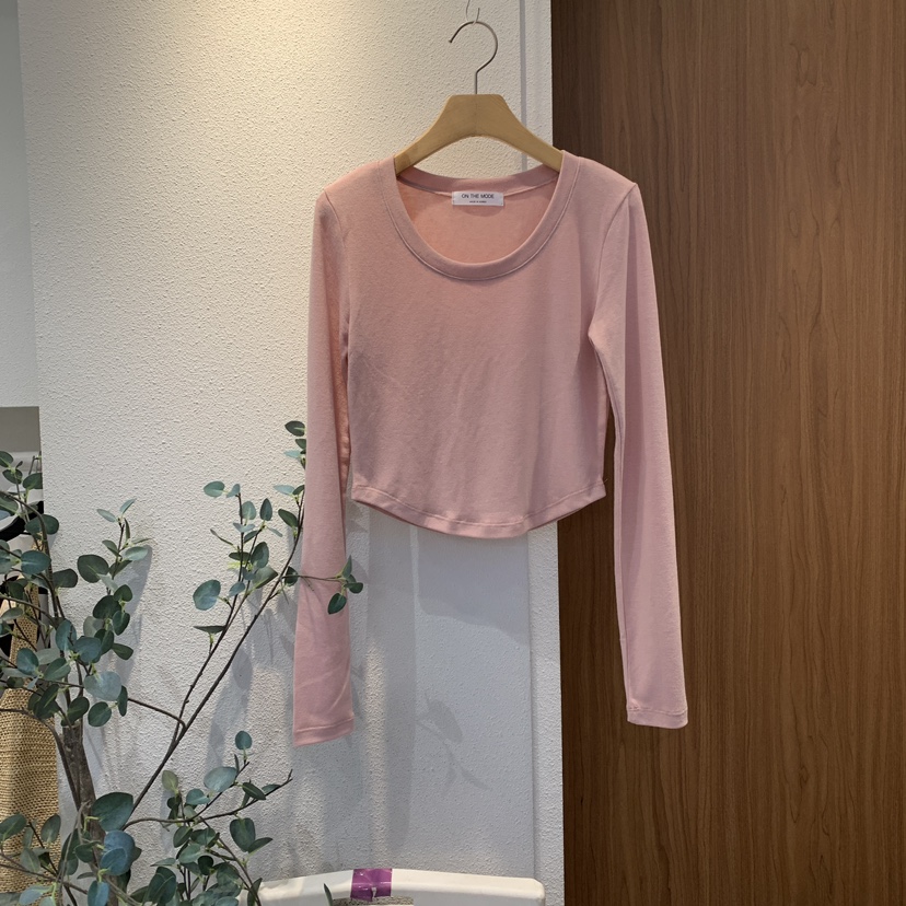 ON THE MODE直郵韓國代購女裝新品24秋冬休閑長袖T恤短款ON THE MODE長袖T恤