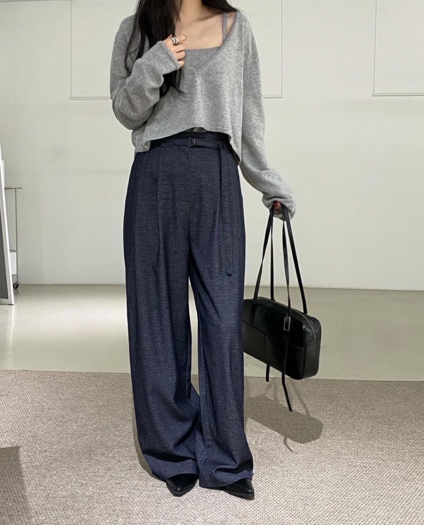 Sendtwo韓國直郵東大門實拍女裝新款職業時尚推薦休閑褲含腰帶SENDTWO休閑褲