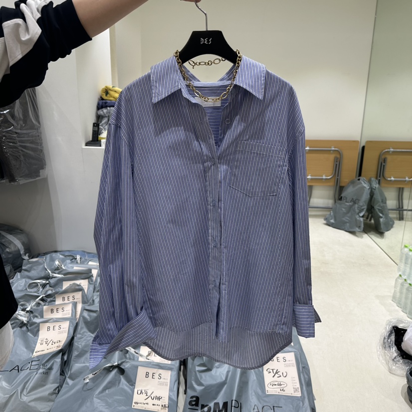 BES直郵韓國代購女裝新品24秋冬熱賣休閑職業推薦襯衫蕾絲衫BES襯衫/蕾絲衫圖色2