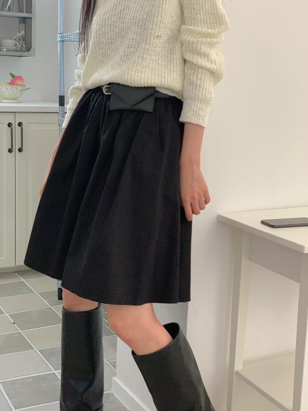 LURE韓國直郵東大門實拍女裝新款熱賣24秋冬休閑時尚短裙LURE短裙