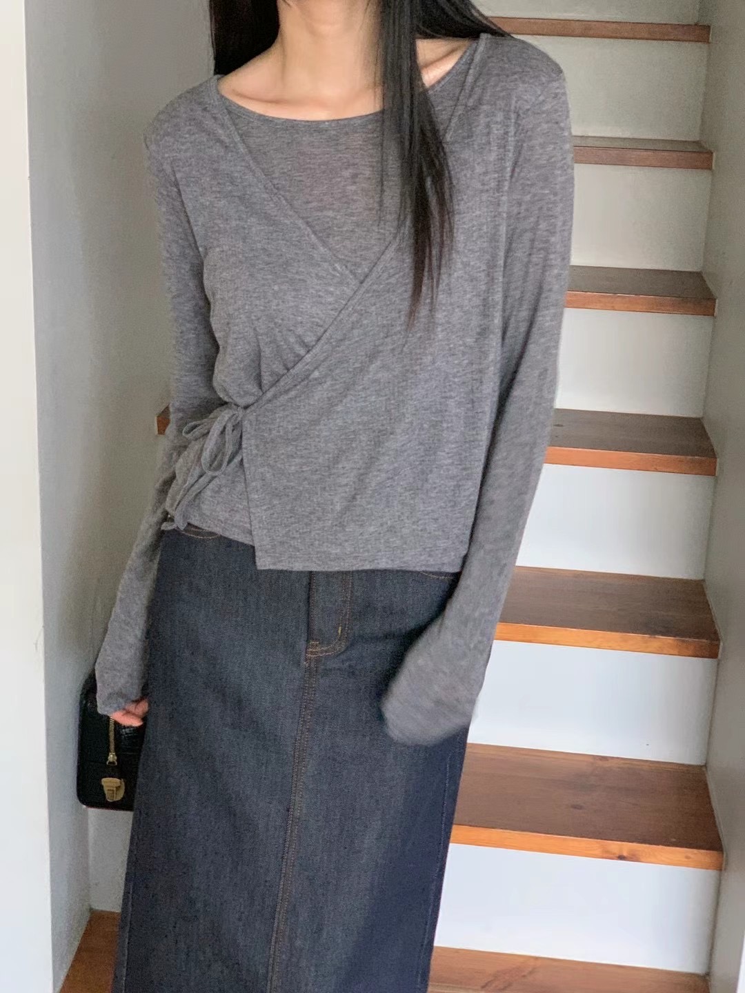 LURE直郵韓國代購女裝新品熱賣24秋冬職業推薦休閑長袖T恤LURE長袖T恤