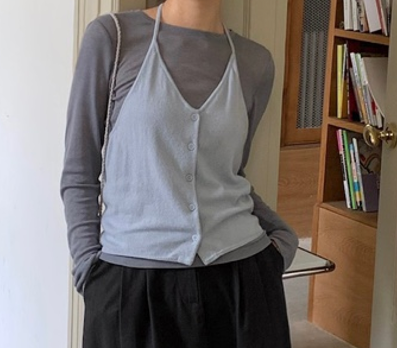 HER韓國直郵東大門代購女裝新品推薦職業時尚休閑熱賣吊帶背心HER吊帶/背心圖色2