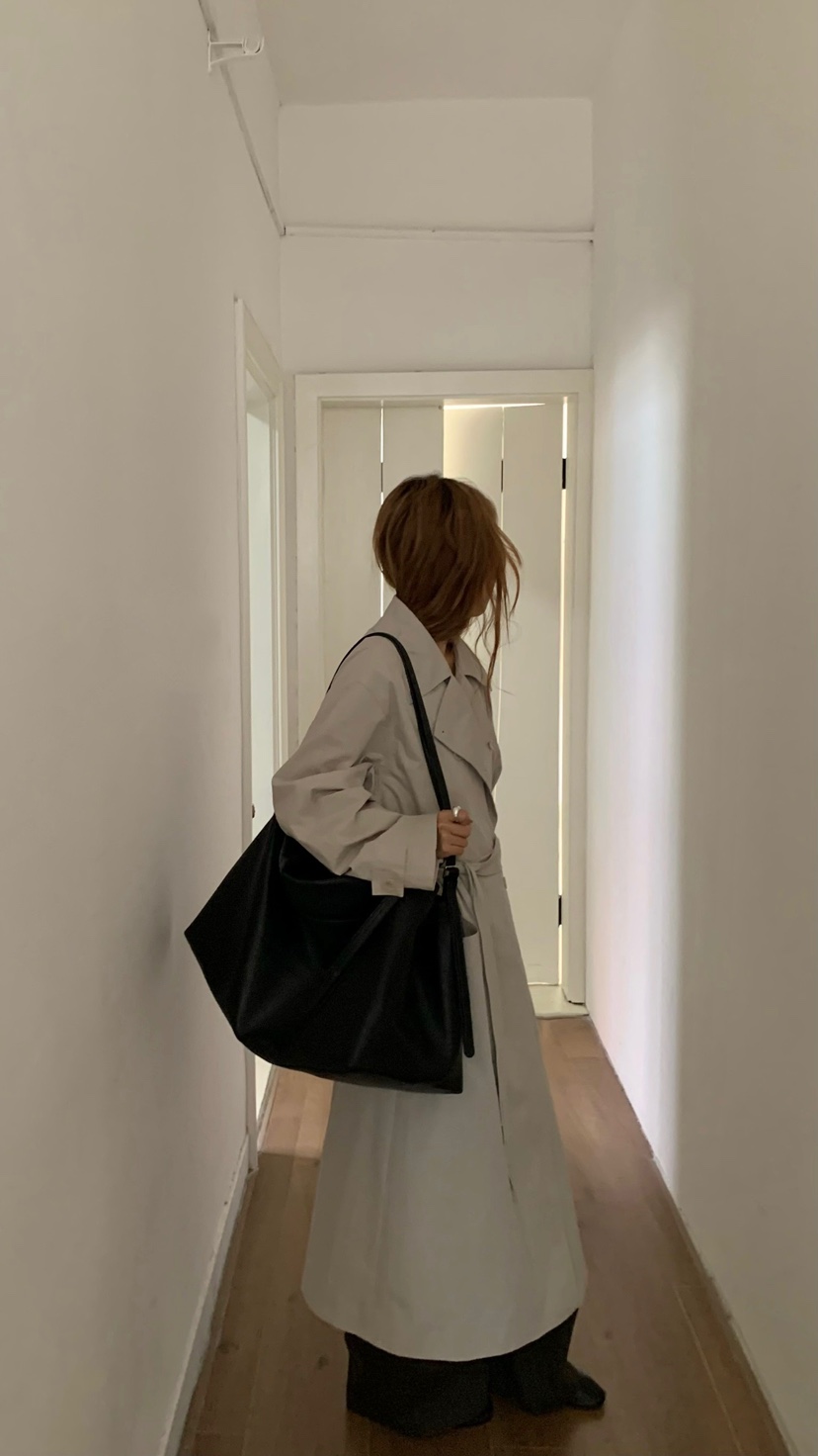 HER直郵韓國代購女裝新款休閑人氣推薦24秋冬真品長款風衣HER長款風衣