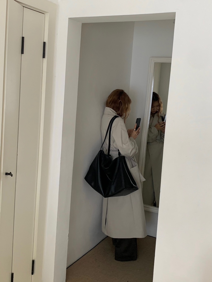 HER直郵韓國代購女裝新款休閑人氣推薦24秋冬真品長款風衣HER長款風衣