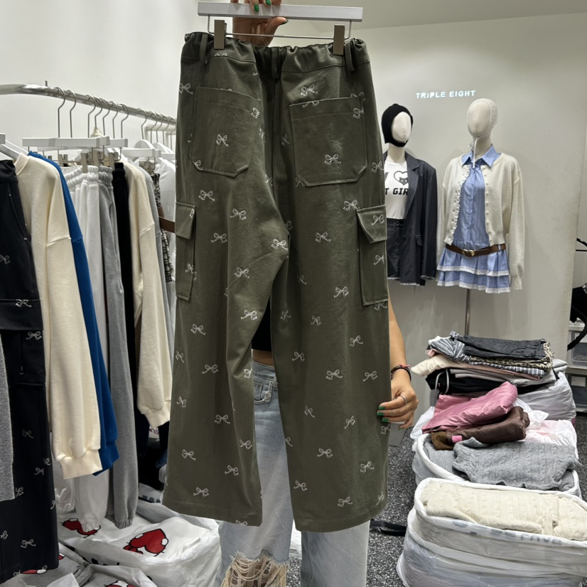 VINTAGE888/TRIPLE EIGHT韓國直郵女裝新品24秋冬休閑褲工裝褲刺繡VINTAGE888/TRIPLE EIGHT休閑褲