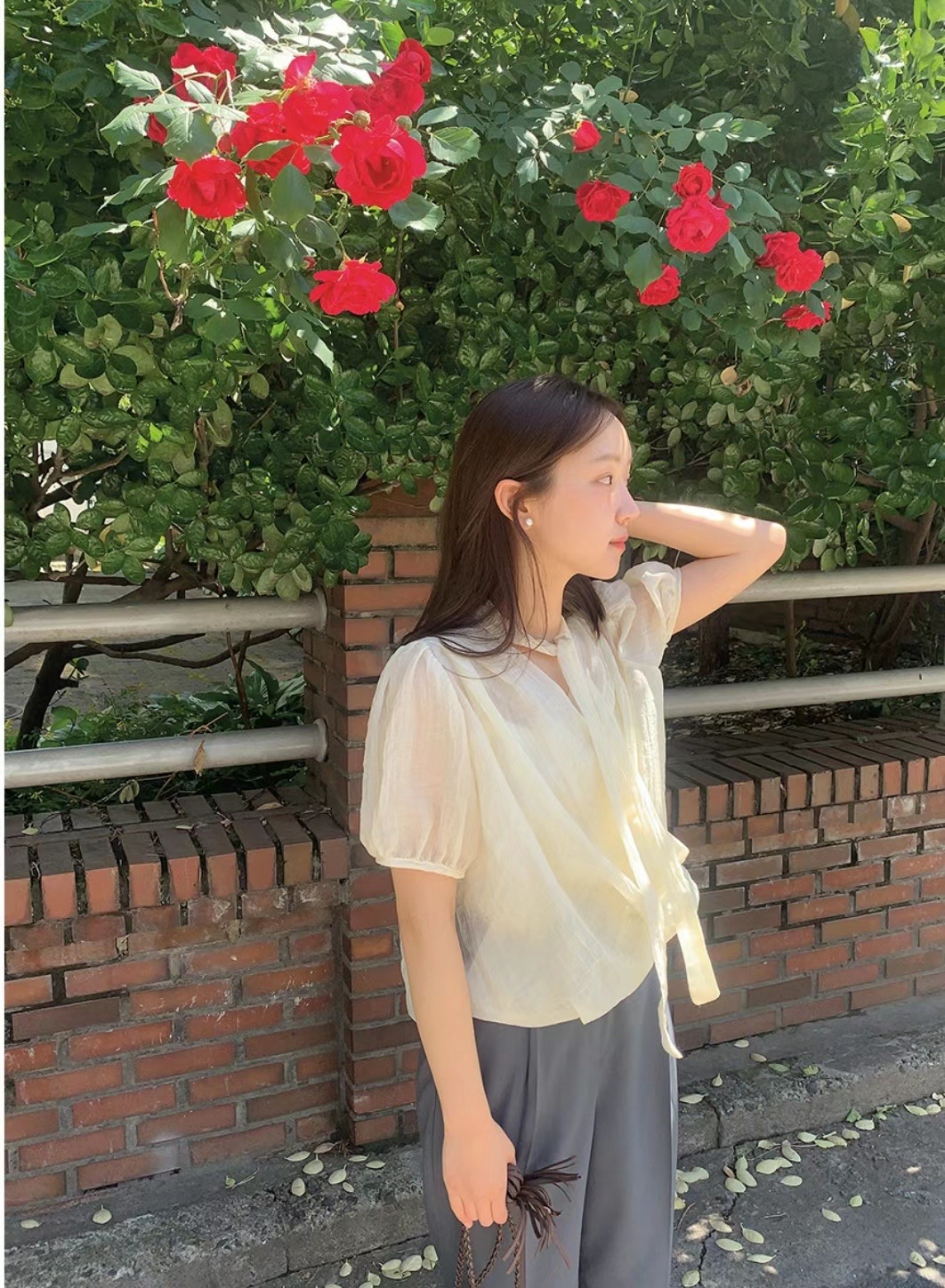 DEAR.L直郵韓國代購女裝新品真品推薦時尚24秋冬襯衫蕾絲衫DEAR.L襯衫/蕾絲衫