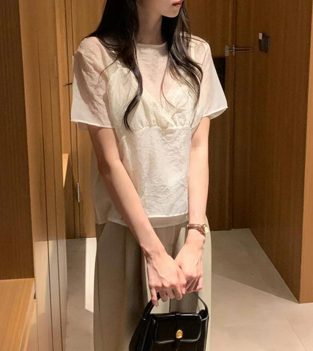 AND SLOW韓國直郵東大門實拍女裝新品真品職業24秋冬襯衫蕾絲衫VIVIANLEE襯衫/蕾絲衫