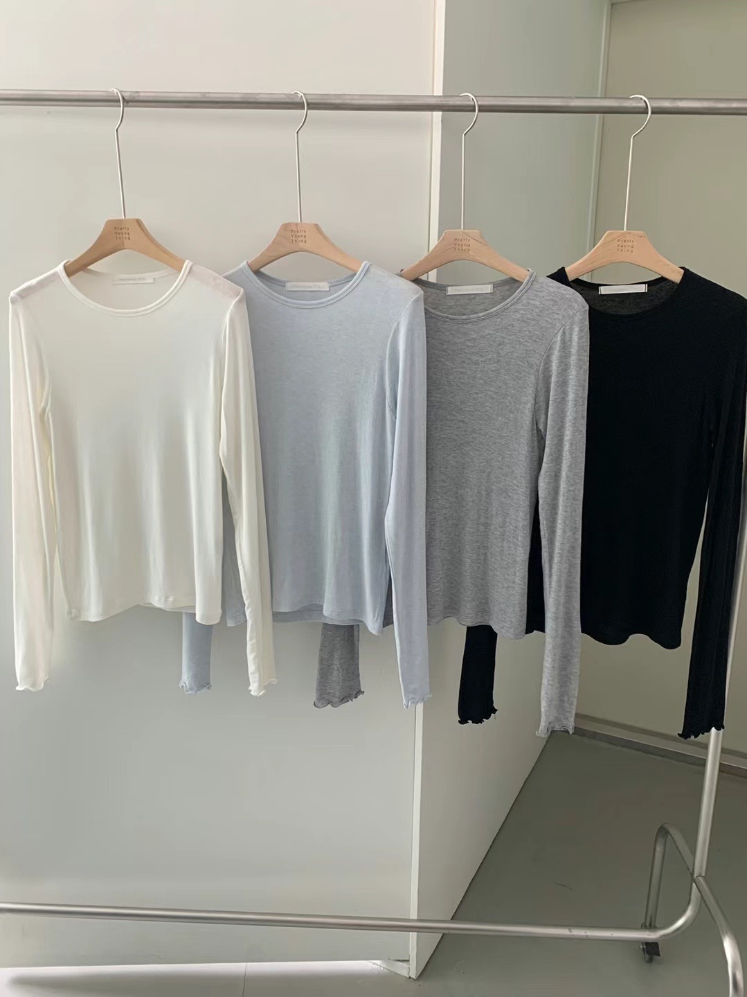 PYT-ot韓國直郵東大門代購女裝新品時尚24秋冬長袖T恤羊毛pretty young thing長袖T恤圖色1左一色