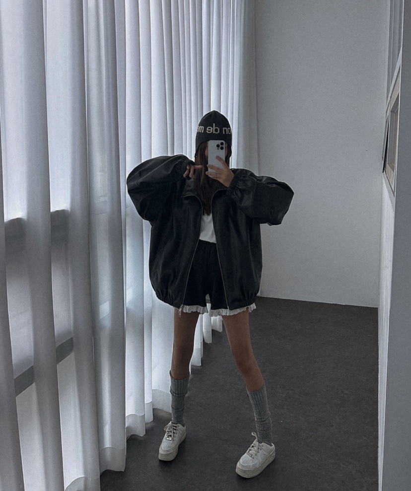 A-CUT韓國直郵東大門代購女裝新品24秋冬休閑真品人氣皮衣A-CUT皮衣
