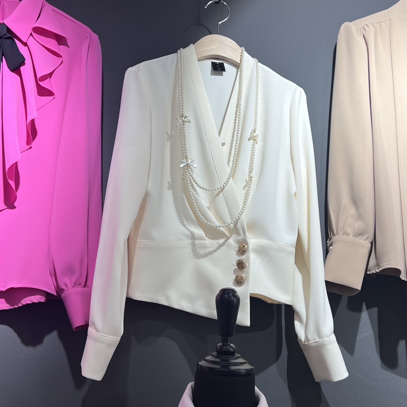 HYERI直郵韓國代購女裝新品24秋冬職業熱賣時尚襯衫蕾絲衫HYERI襯衫/蕾絲衫