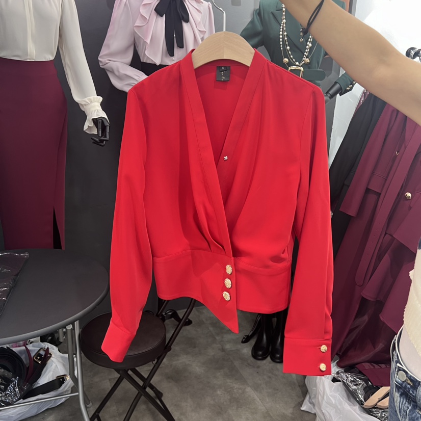 HYERI直郵韓國代購女裝新品24秋冬職業熱賣時尚襯衫蕾絲衫HYERI襯衫/蕾絲衫圖色2