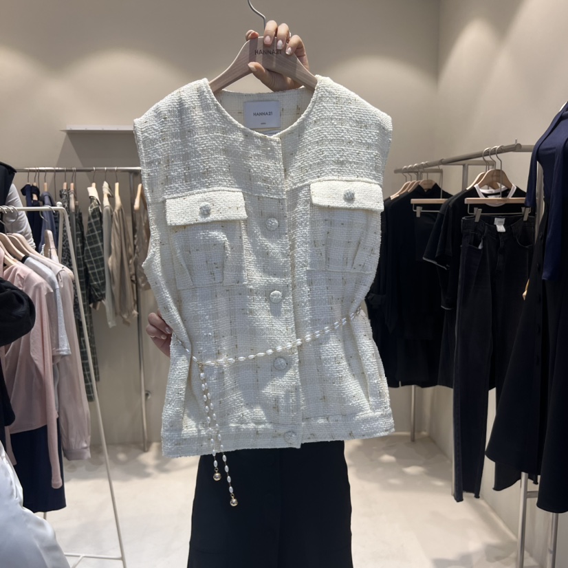 HANNA21韓國直郵東大門代購女裝新品時尚24秋冬馬甲包含腰帶HANNA21馬甲