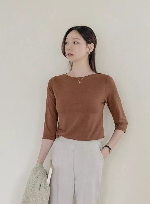 라떼韓國直郵東大門代購女裝新品職業推薦24秋冬熱賣人氣T恤Latte_T恤圖色3