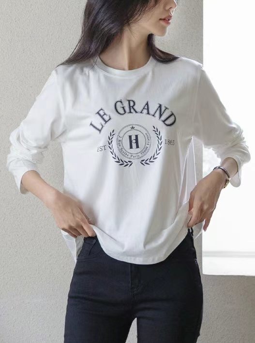 라떼韓國直郵東大門實拍女裝新款時尚職業人氣24秋冬長袖T恤Latte_長袖T恤圖色2