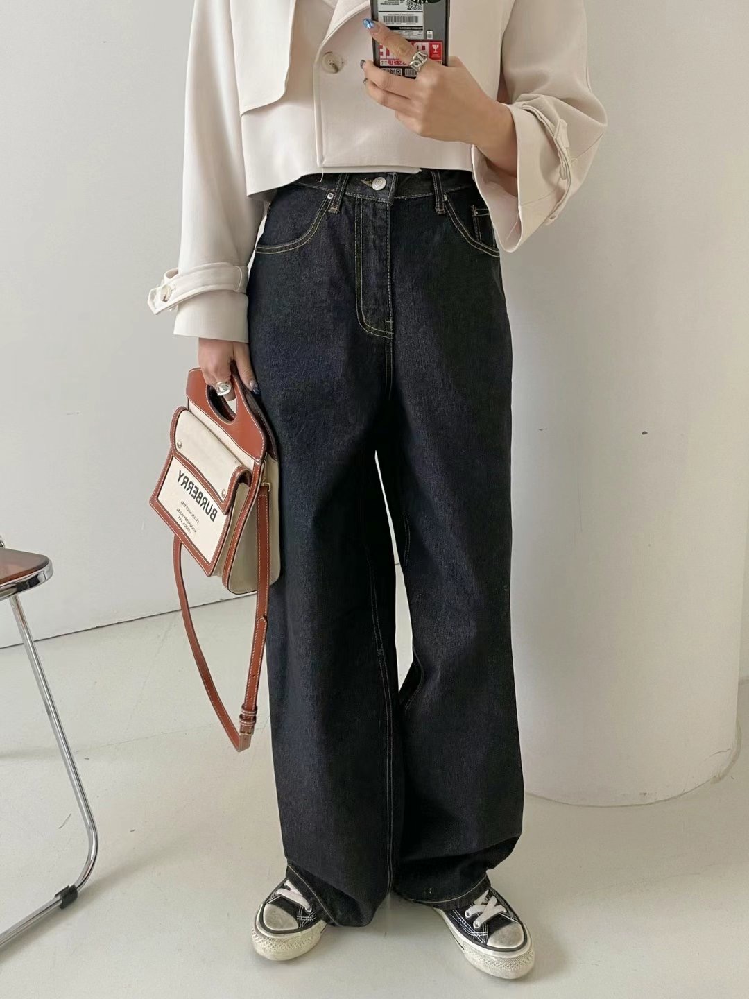 DOUBLEM韓國直郵東大門實拍女裝新品休閑職業推薦24秋冬牛仔褲DOUBLEM牛仔褲