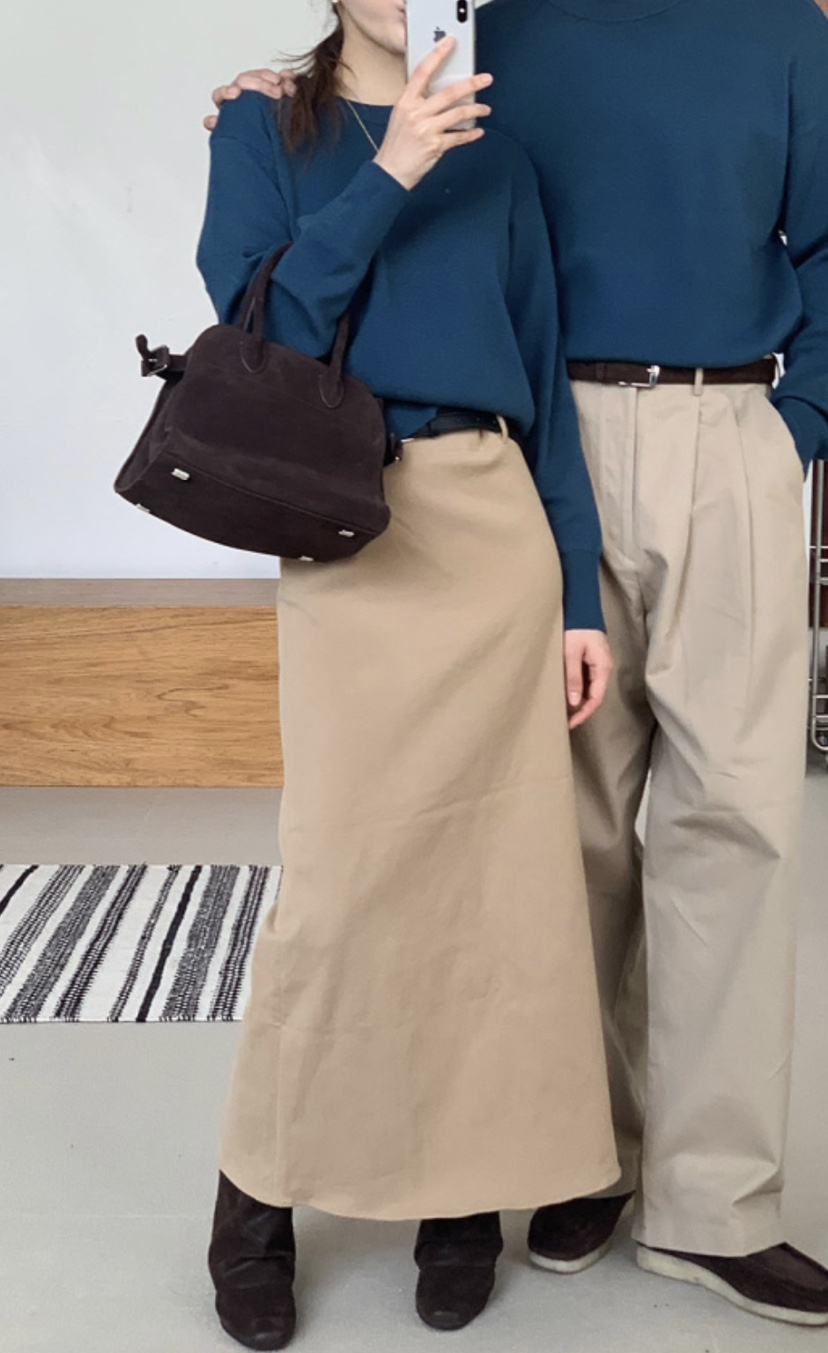 DOUBLEIN韓國直郵東大門代購女裝新品休閑24秋冬長裙腰帶DOUBLEIN長裙
