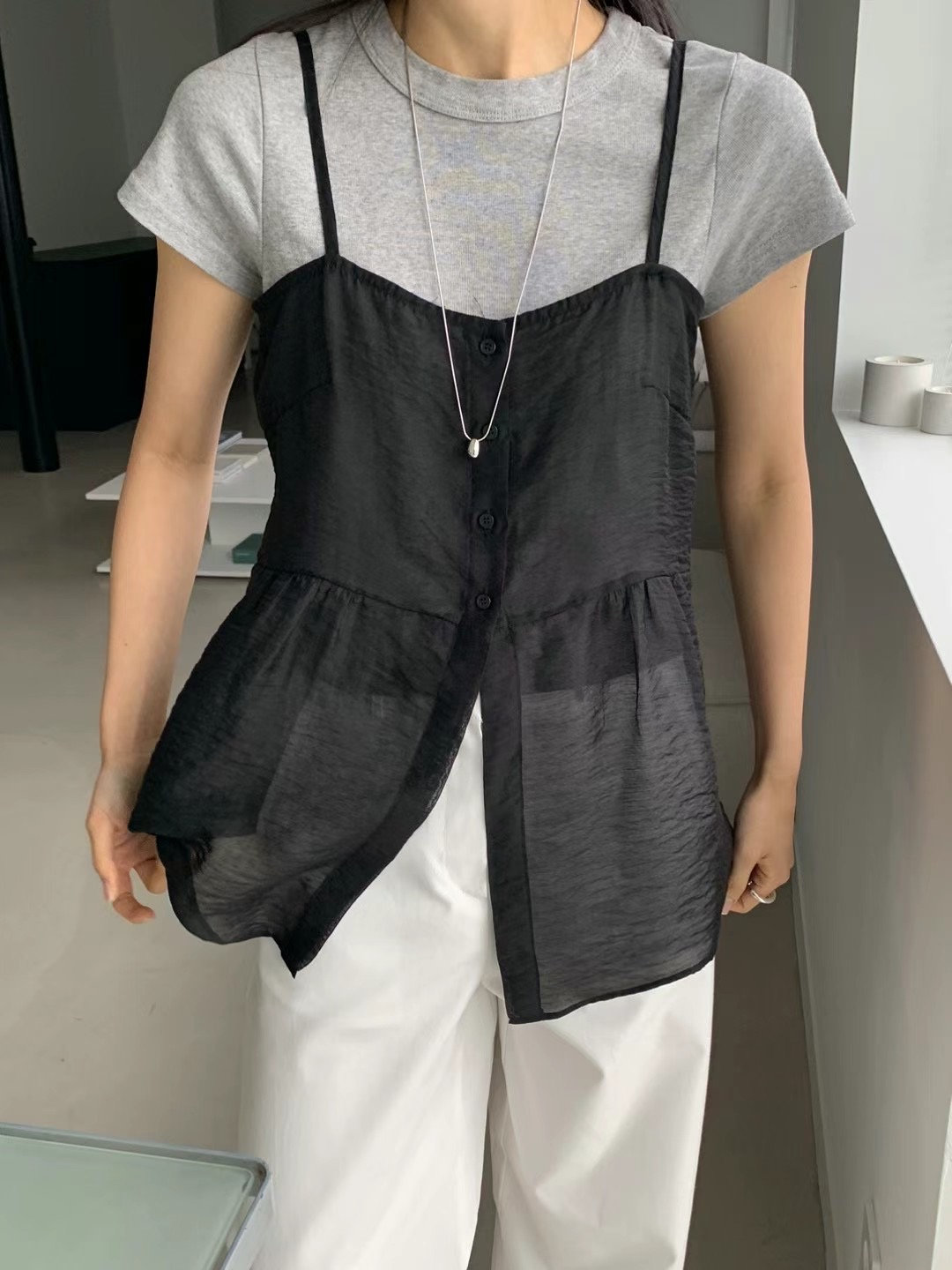 HANDER直郵韓國代購女裝新品真品人氣推薦時尚休閑吊帶背心HANDER吊帶/背心圖色2
