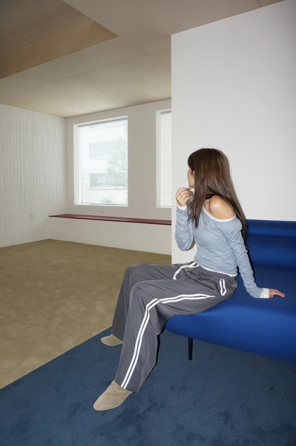 HOPPER直郵韓國代購女裝新品熱賣真品時尚休閑人氣24秋冬長袖T恤HOPPER/LAY OVER長袖T恤