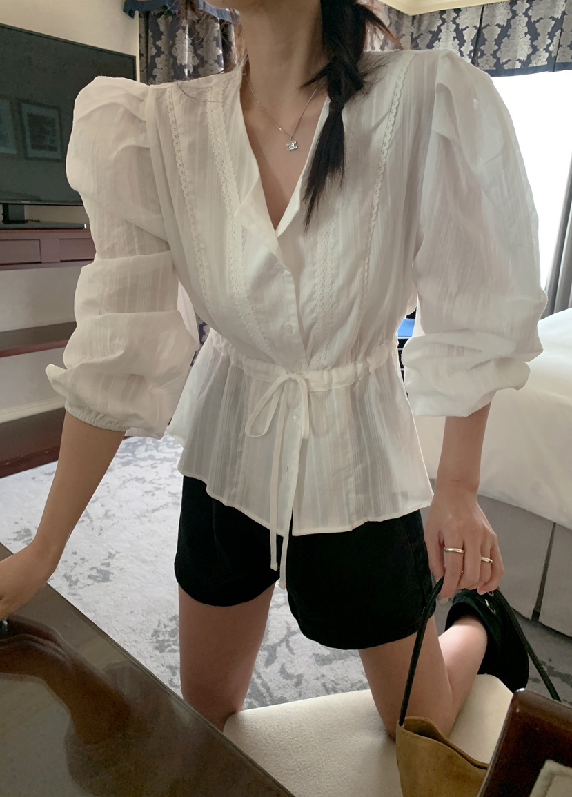 MELLOUNGE韓國直郵東大門代購女裝新品時尚職業人氣襯衫蕾絲衫MELLOUNGE-T襯衫/蕾絲衫