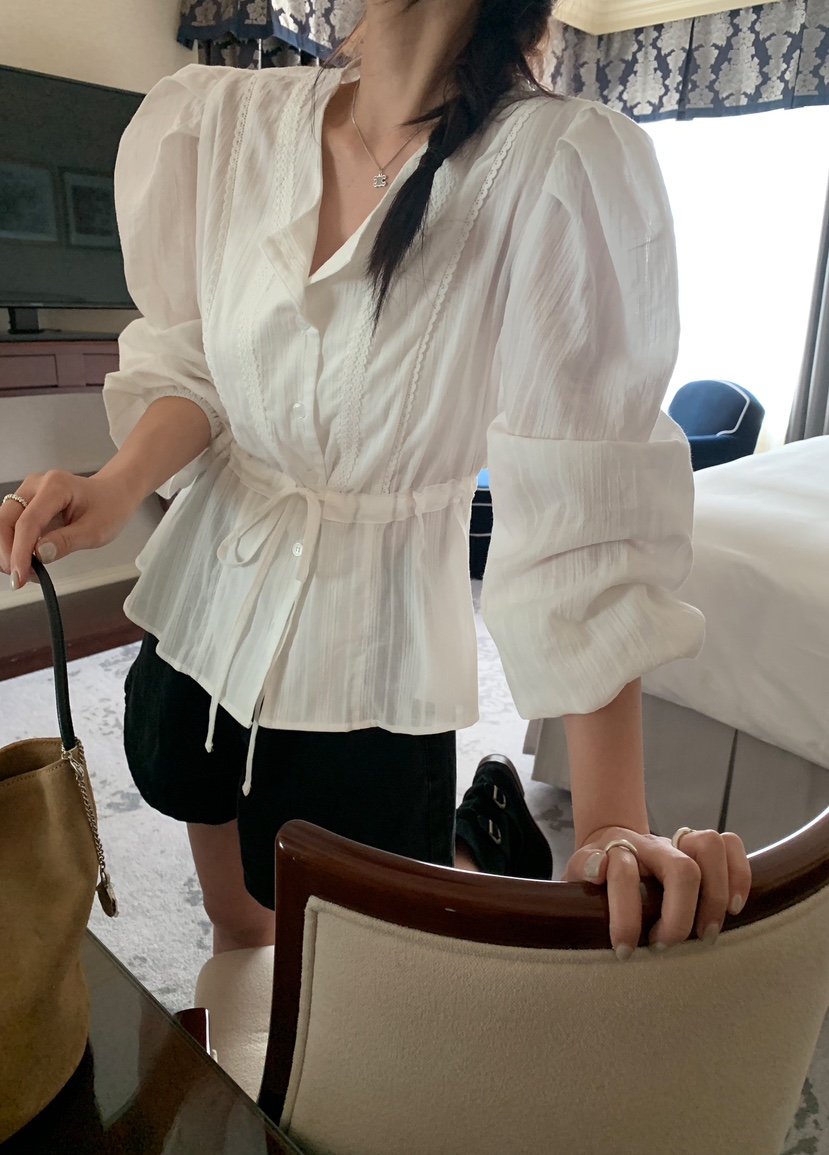 MELLOUNGE韓國直郵東大門代購女裝新品時尚職業人氣襯衫蕾絲衫MELLOUNGE-T襯衫/蕾絲衫