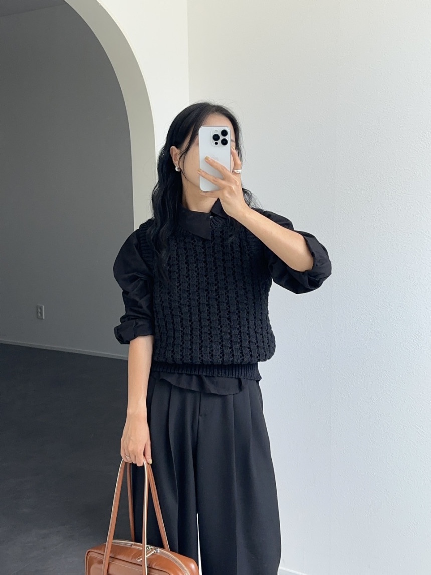 BONHEUR直郵韓國代購女裝新品時尚真品職業24秋冬吊帶背心透視BONHEUR-2件起吊帶/背心