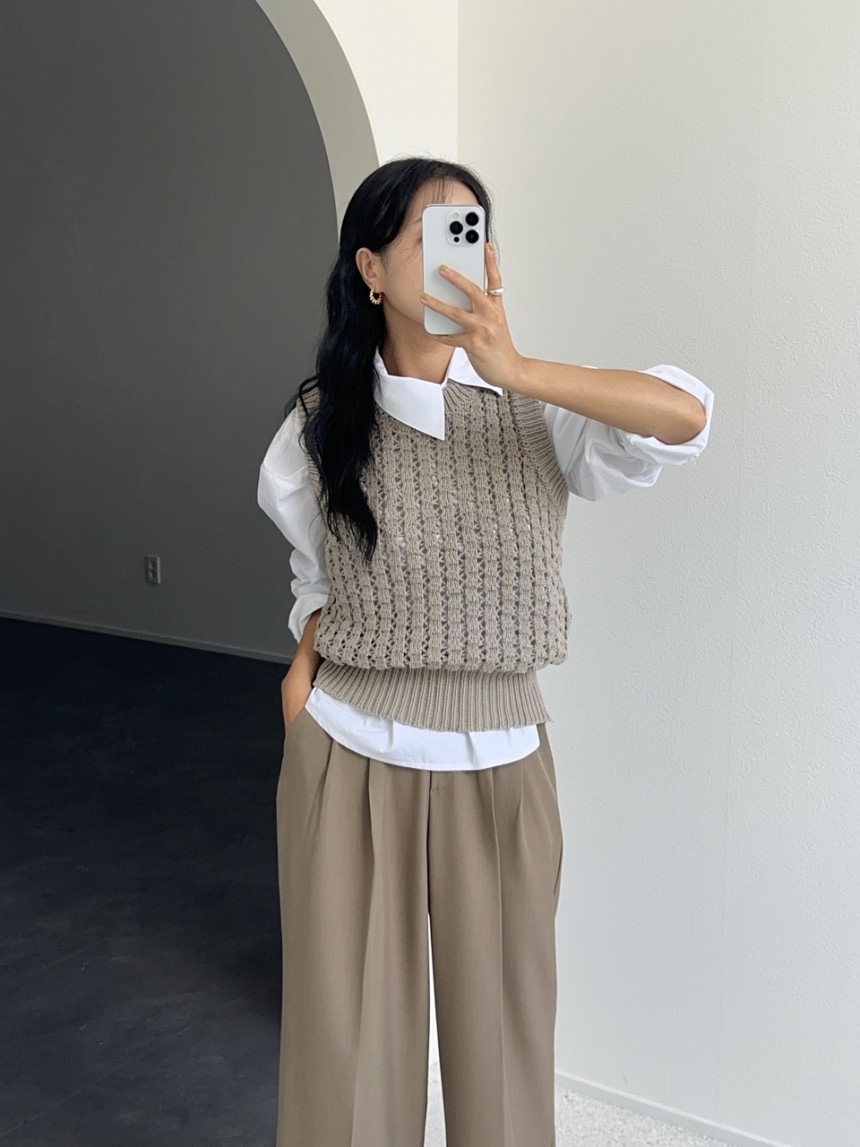 BONHEUR直郵韓國代購女裝新品時尚真品職業24秋冬吊帶背心透視BONHEUR-2件起吊帶/背心圖色2
