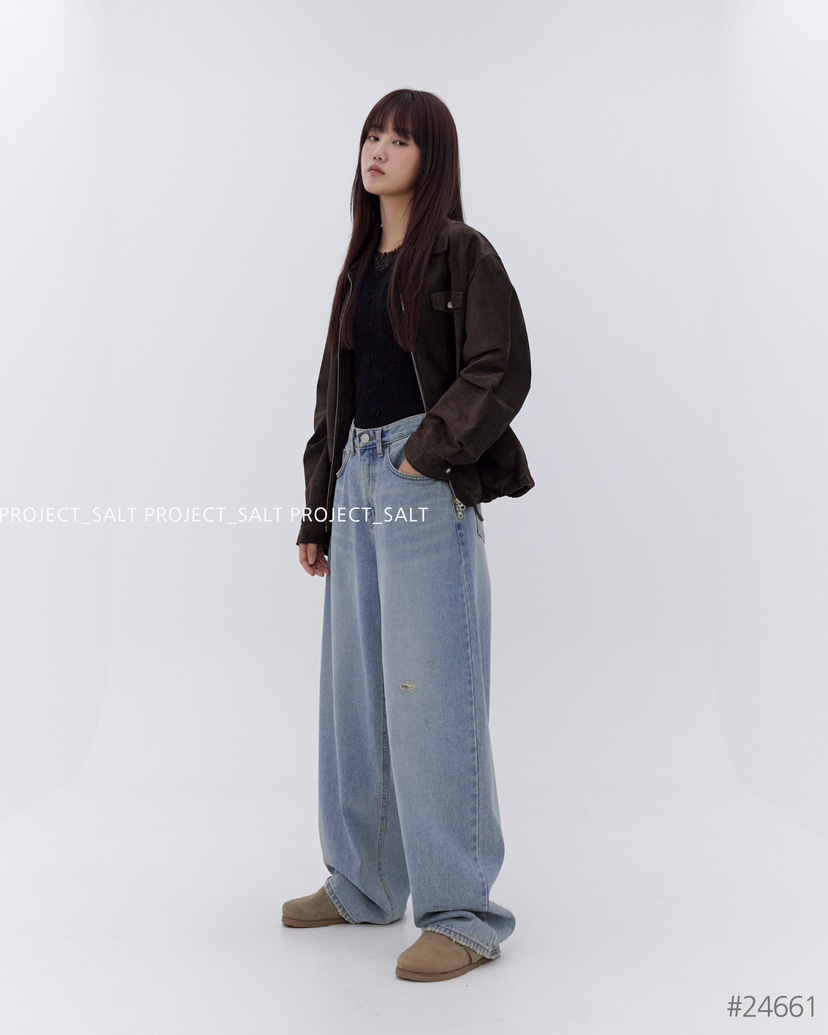 PROJECTSALT韓國直郵女裝新品休閑真品熱賣推薦24秋冬牛仔褲PROJECTSALT牛仔褲