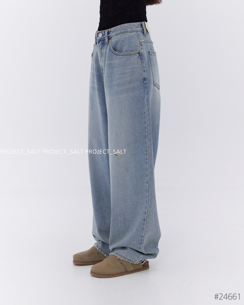 PROJECTSALT韓國直郵女裝新品休閑真品熱賣推薦24秋冬牛仔褲PROJECTSALT牛仔褲