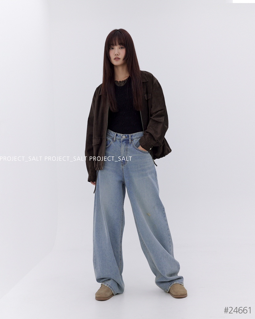 PROJECTSALT韓國直郵女裝新品休閑真品熱賣推薦24秋冬牛仔褲PROJECTSALT牛仔褲