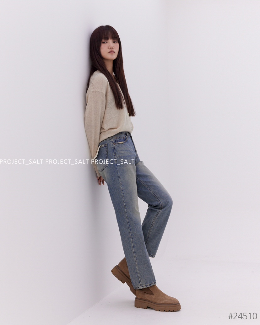 PROJECTSALT韓國直郵東大門實拍女裝新款人氣休閑真品牛仔褲PROJECTSALT牛仔褲